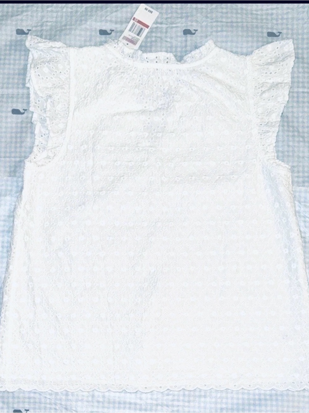 NWT Vineyard Vines Women’s White Eyelet Flutter Sleeve Top - Size XS - Picture 2 of 5